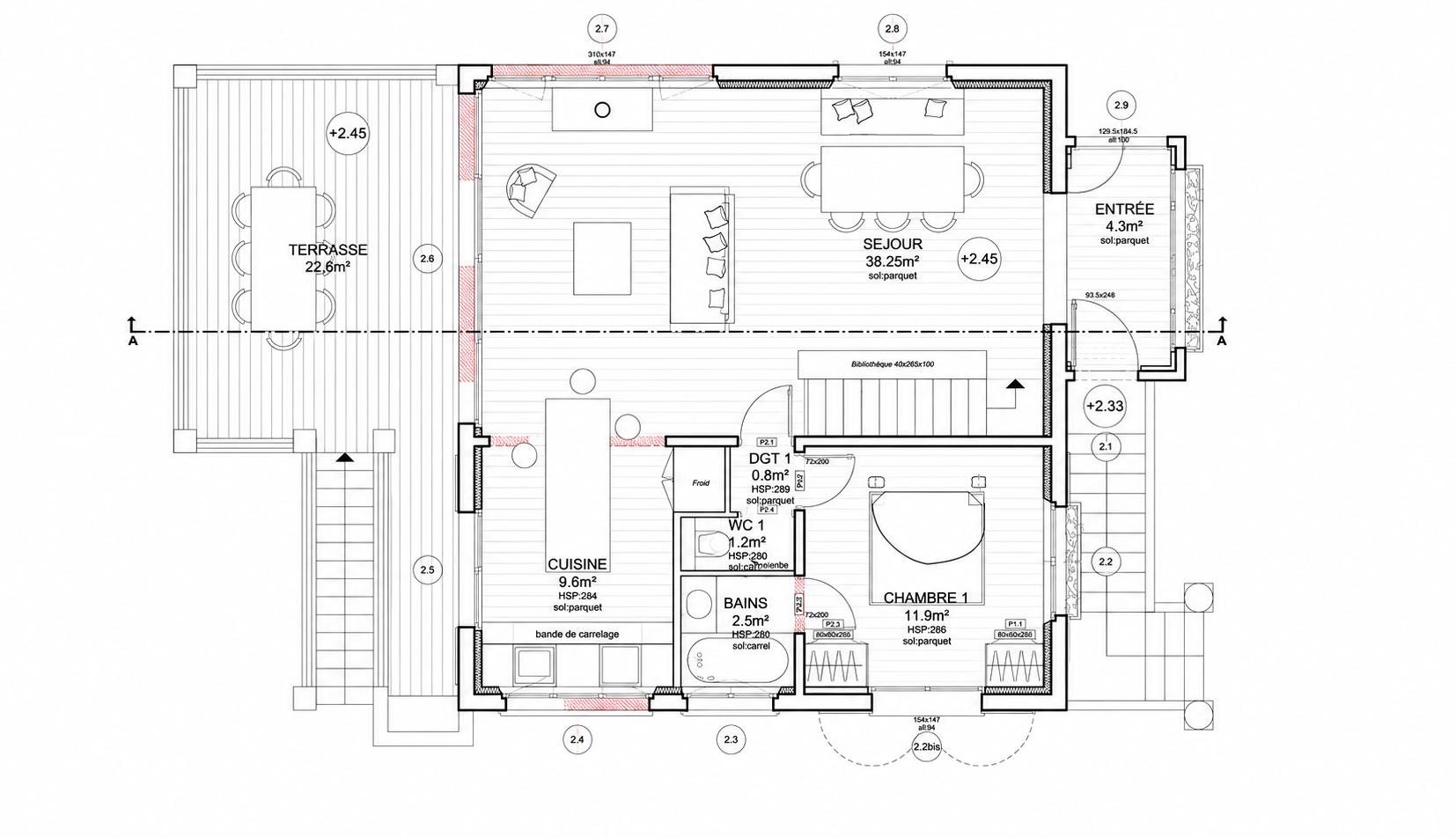 Plan de l’étage de la Villa Sagaretchea