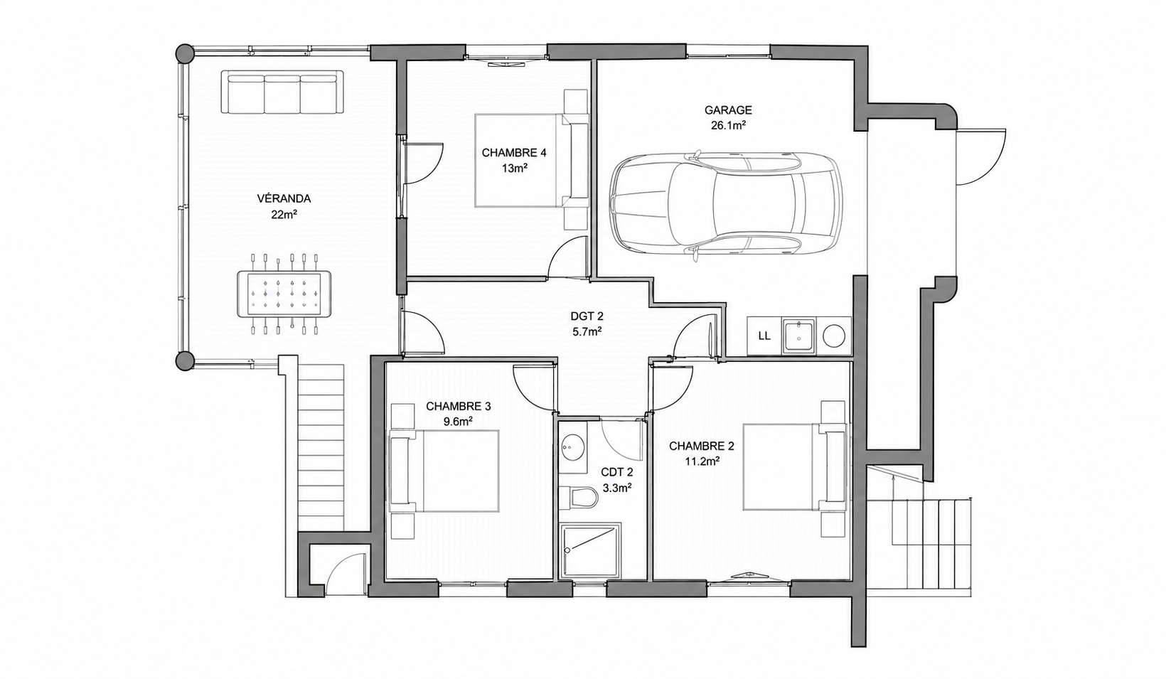 Plan du rez-de-chaussée de la Villa Sagaretchea